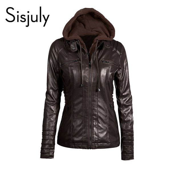 sisjuly hooded women leather jacket black motor coat slim zipper casual parka overcoat girls work brown pu winter jacket coats 201026, Black;brown
sisjuly hooded women leather jacket black motor coat slim zipper casual parka overcoat girls work brown pu winter jacket coats 201026, Black;brown