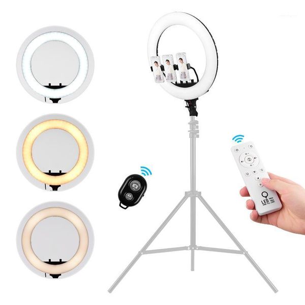 18inch Video Led Ring Light Dimmable 3000-7000k Remote Control With 3 Phone Clamps Phone Remote Shutter For Pgraphy Live1