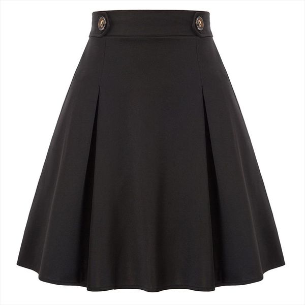 women elastic waist skirt pleated flared skirts retro classic autumn ladies girl pure color short mini a line skirt buttons, Black
women elastic waist skirt pleated flared skirts retro classic autumn ladies girl pure color short mini a line skirt buttons, Black