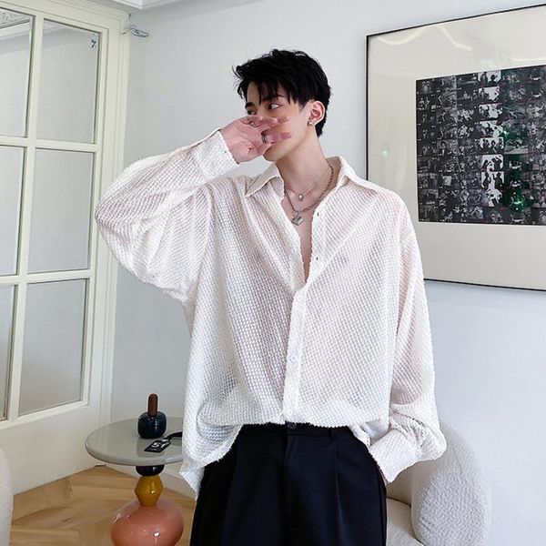 ewq / men's wear homemade texture bright silk two-color thin style shirt male's long sleeve oversize vintage male 9y2756, White;black
ewq / men's wear homemade texture bright silk two-color thin style shirt male's long sleeve oversize vintage male 9y2756, White;black