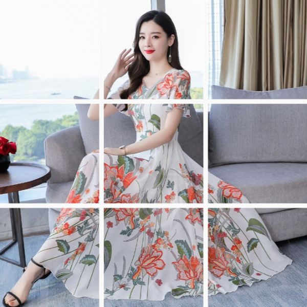2020 printed big dressdress dressdress women's summer new fashionable printed long skirt slim and slim short sleeve big swing skirt b3y, Black;gray
2020 printed big dressdress dressdress women's summer new fashionable printed long skirt slim and slim short sleeve big swing skirt b3y, Black;gray
