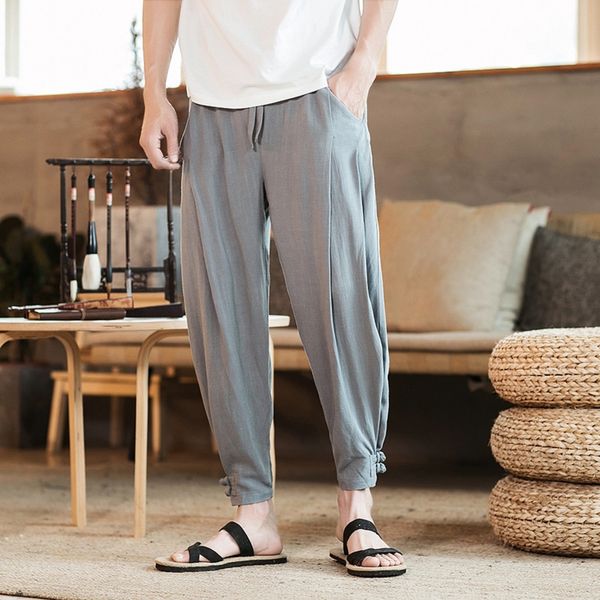 ngzmc linen men's casual style pants chinese large size foot-binding sports knicker casual harem pantscropped loose men's lantern, Blue
ngzmc linen men's casual style pants chinese large size foot-binding sports knicker casual harem pantscropped loose men's lantern, Blue