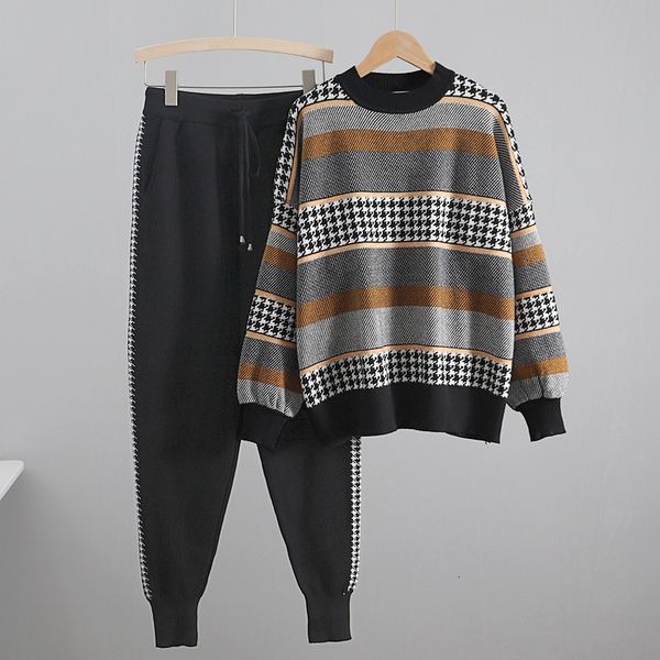 2021 new houndstooth knit 2 piece set tracksuits fall winter oversized women sweater + carrot harem pants color block sportsuit 2pvr, White
2021 new houndstooth knit 2 piece set tracksuits fall winter oversized women sweater + carrot harem pants color block sportsuit 2pvr, White