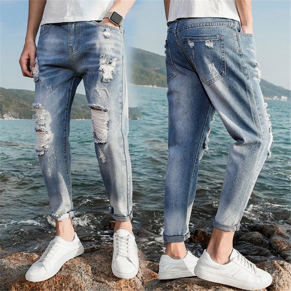 light blue color: black brem 2020 autumn new thin hole small leg straight-line male stretch nine pants size 28-36 rwno
light blue color: black brem 2020 autumn new thin hole small leg straight-line male stretch nine pants size 28-36 rwno