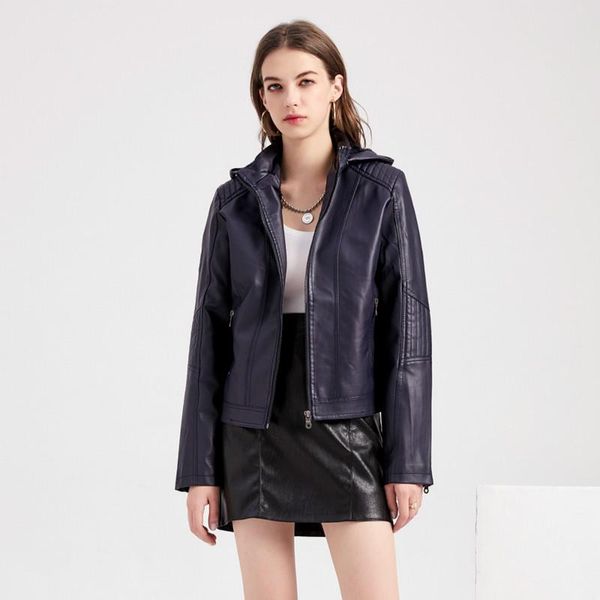 trodeam 2021 new spring autumn removable hood women pu leather jacket plush o-neck faux leather coats fashion slim short jackets, Black
trodeam 2021 new spring autumn removable hood women pu leather jacket plush o-neck faux leather coats fashion slim short jackets, Black