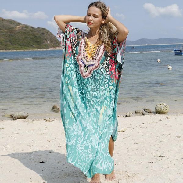 women's swimwear casual bikini cover-ups blue tunic boho printed summer beach dress elegant women plus size wear swim suit cover up1, White;black
women's swimwear casual bikini cover-ups blue tunic boho printed summer beach dress elegant women plus size wear swim suit cover up1, White;black