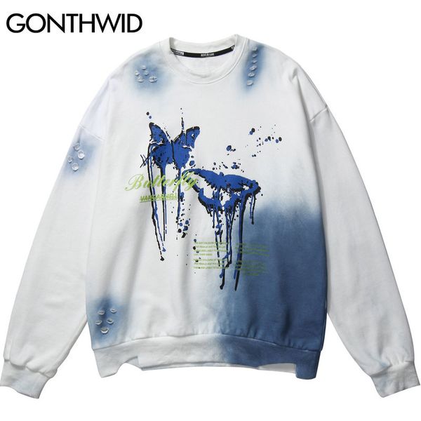 butterlfy print distressed ripped destroyed holes tie dye pullover sweatshirts hoodies streetwear hip hop casual, Black
butterlfy print distressed ripped destroyed holes tie dye pullover sweatshirts hoodies streetwear hip hop casual, Black