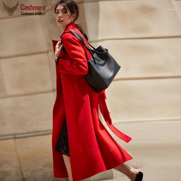women's coat double-sided water ripple cashmere coat long hand-stitched wool female autumn winter double-breasted red1, Black
women's coat double-sided water ripple cashmere coat long hand-stitched wool female autumn winter double-breasted red1, Black