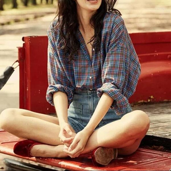women plaid shirts loose autumn new 2020 casual cotton and viscose blouse lantern long sleeve clothing1, White
women plaid shirts loose autumn new 2020 casual cotton and viscose blouse lantern long sleeve clothing1, White