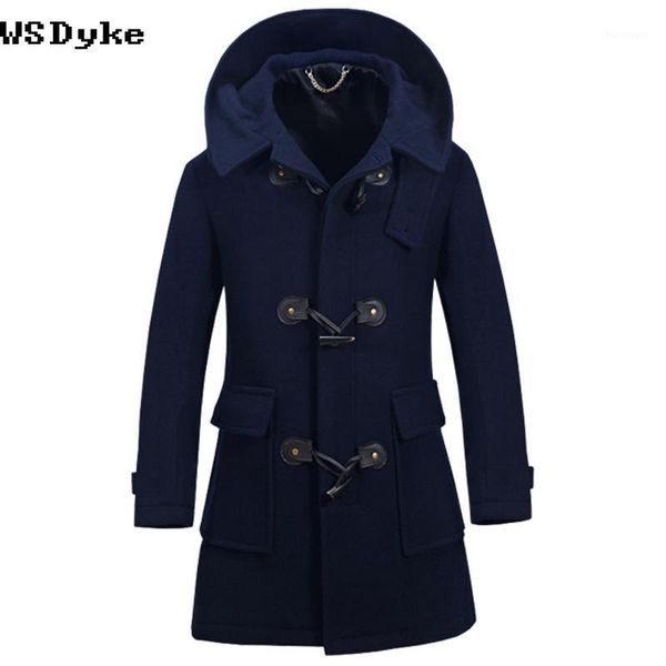 2017 winter new classical men's woolen coat thick long coat slim norn button trench men1, Black
2017 winter new classical men's woolen coat thick long coat slim norn button trench men1, Black