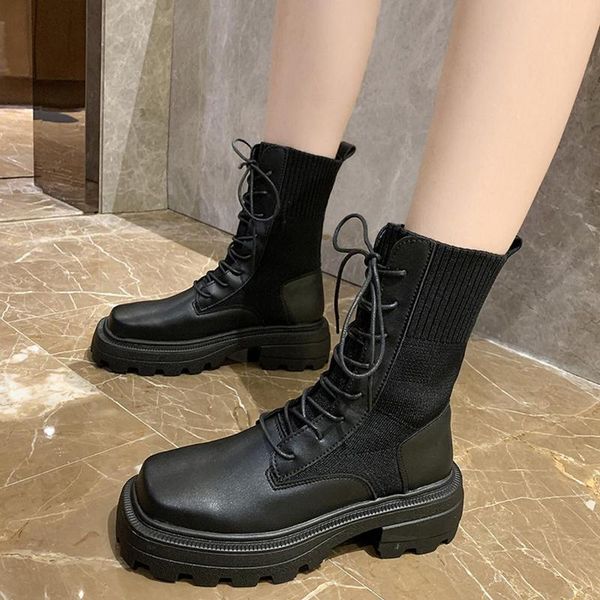 lucyever fashion ladies platform boots women elastic knitting chunky ankle boots woman pu leather waterproof shoes woman, Black
lucyever fashion ladies platform boots women elastic knitting chunky ankle boots woman pu leather waterproof shoes woman, Black