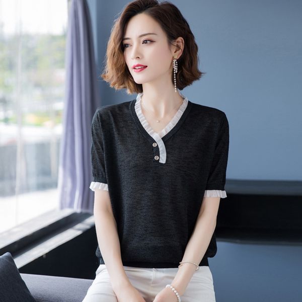 v-neck short sleeve women t-shirt middle aged mother sweatert-shirt sweatersummer dress 2020 new women's thin ice silk sweater laq3v, White
v-neck short sleeve women t-shirt middle aged mother sweatert-shirt sweatersummer dress 2020 new women's thin ice silk sweater laq3v, White