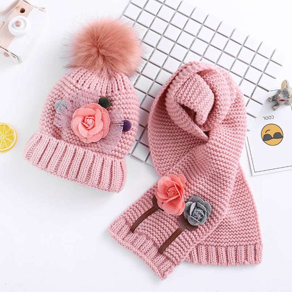 lovely korean version flower wool children's plush thickened knitted hat scarf two piece set, Red;brown
lovely korean version flower wool children's plush thickened knitted hat scarf two piece set, Red;brown