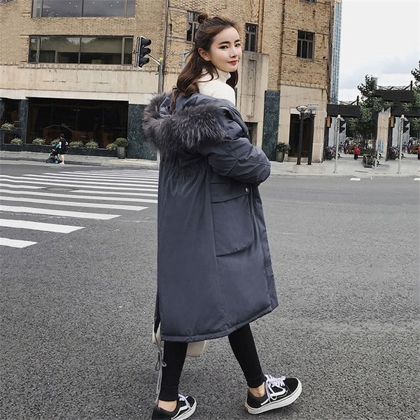 fashion women winter jacket oversized loose hooded with fur collar female coat long cotton padded parka 201019, Black
fashion women winter jacket oversized loose hooded with fur collar female coat long cotton padded parka 201019, Black
