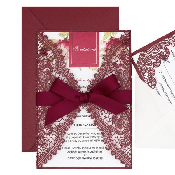 burgundy wedding invitation laser cut invitation cards elegant lace wedding invitations with rsvp - set of 50 pcs
burgundy wedding invitation laser cut invitation cards elegant lace wedding invitations with rsvp - set of 50 pcs