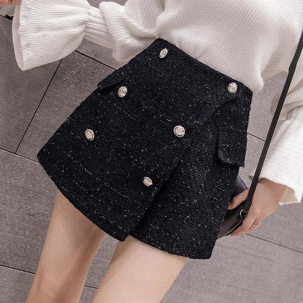 women new 2020 spring autumn mini tweed skirt female slim short skirts lady fashion high waist double breasted a-line skirt h274, Black
women new 2020 spring autumn mini tweed skirt female slim short skirts lady fashion high waist double breasted a-line skirt h274, Black