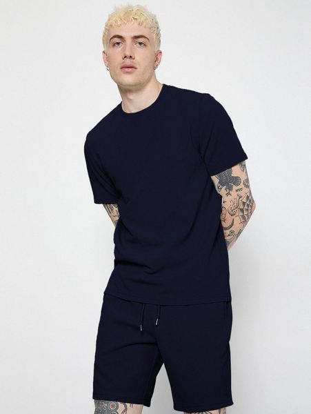 men solid tee & tie waist shorts set y4zi#, Gray
men solid tee & tie waist shorts set y4zi#, Gray