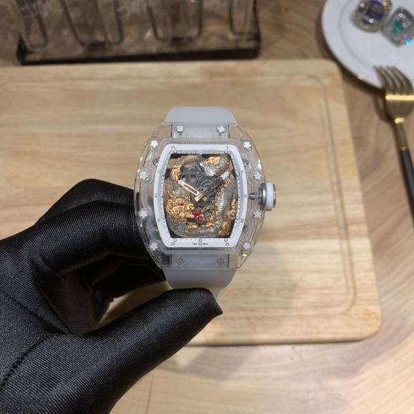 dragon in the sky series automatic watch. classic 43mm transparent glass case, Slivery;brown
dragon in the sky series automatic watch. classic 43mm transparent glass case, Slivery;brown