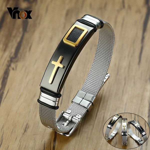 vnox mens cross prayer strap bracelets for woman stainless steel net watch band male female pulsera size adjustableq1228, Silver
vnox mens cross prayer strap bracelets for woman stainless steel net watch band male female pulsera size adjustableq1228, Silver