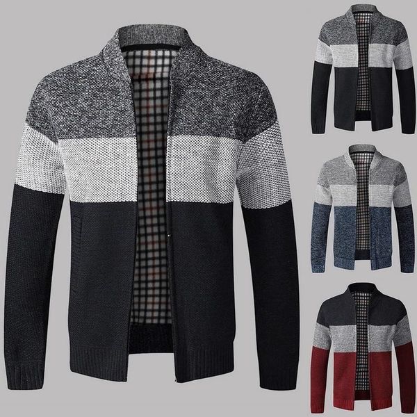 2021 autumn men color patchwork sweater coat cardigan sweater men clothes knitted outerwear stand collar zip up jacket, Black;brown
2021 autumn men color patchwork sweater coat cardigan sweater men clothes knitted outerwear stand collar zip up jacket, Black;brown