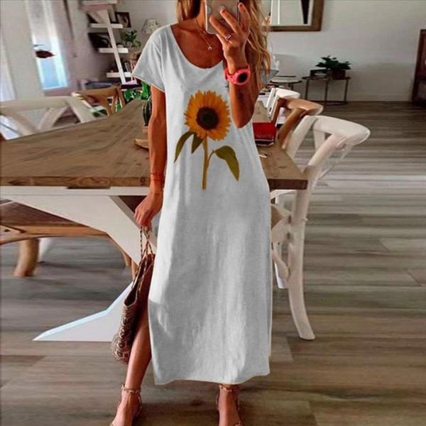 fashion women long maxi dress loose sunflower print short sleeves side split o neck casual summer dress vestidos beach dresses, Black;gray
fashion women long maxi dress loose sunflower print short sleeves side split o neck casual summer dress vestidos beach dresses, Black;gray
