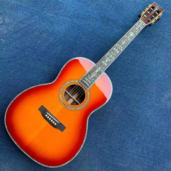 new 2022 40" 6-string acoustic guitar in sun color. spruce veneer and rosewood back and sides, abalone shell binding, ebony fretboard.
new 2022 40" 6-string acoustic guitar in sun color. spruce veneer and rosewood back and sides, abalone shell binding, ebony fretboard.