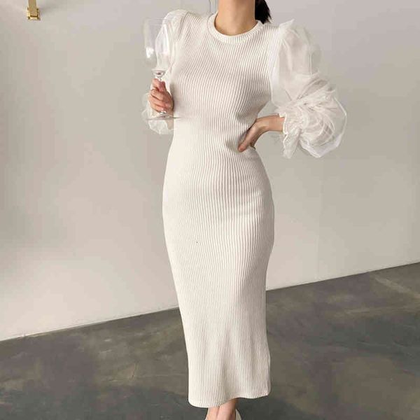 elegant dress woman korean spring o-neck mesh flare sleeves stitching slim solid female bag knitting dresses, Black;gray
elegant dress woman korean spring o-neck mesh flare sleeves stitching slim solid female bag knitting dresses, Black;gray
