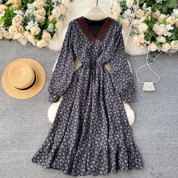 2021 new female singer impression floral chiffon lace neck the line dressed autumn elastic ruched dress style 9jpn, Black;gray
2021 new female singer impression floral chiffon lace neck the line dressed autumn elastic ruched dress style 9jpn, Black;gray