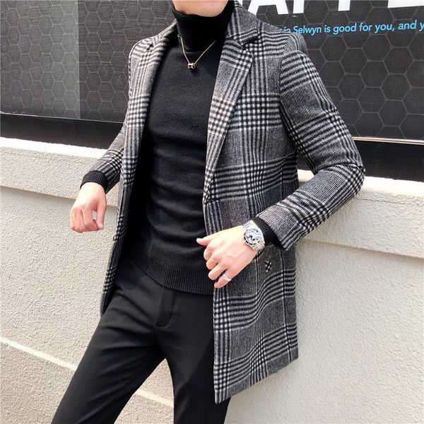 qiu dong han edition cultivate morality men's wool woolen cloth coat youth long gentleman in the grid trench coat, Black
qiu dong han edition cultivate morality men's wool woolen cloth coat youth long gentleman in the grid trench coat, Black
