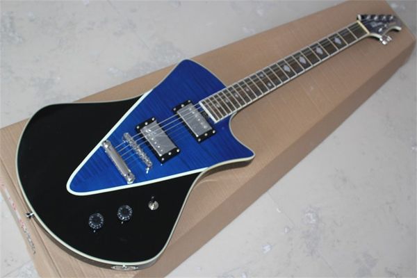 custom shop armada blue black opaque electric guitar curved triangle inlays mahogany body with figured maple "v" top
custom shop armada blue black opaque electric guitar curved triangle inlays mahogany body with figured maple "v" top
