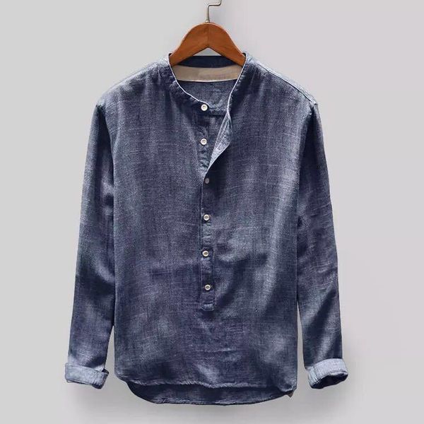 men's casual shirts spring autumn fashion long-sleeved shirt solid color cotton linen stand collar breathable comfortable male blouse, White;black
men's casual shirts spring autumn fashion long-sleeved shirt solid color cotton linen stand collar breathable comfortable male blouse, White;black