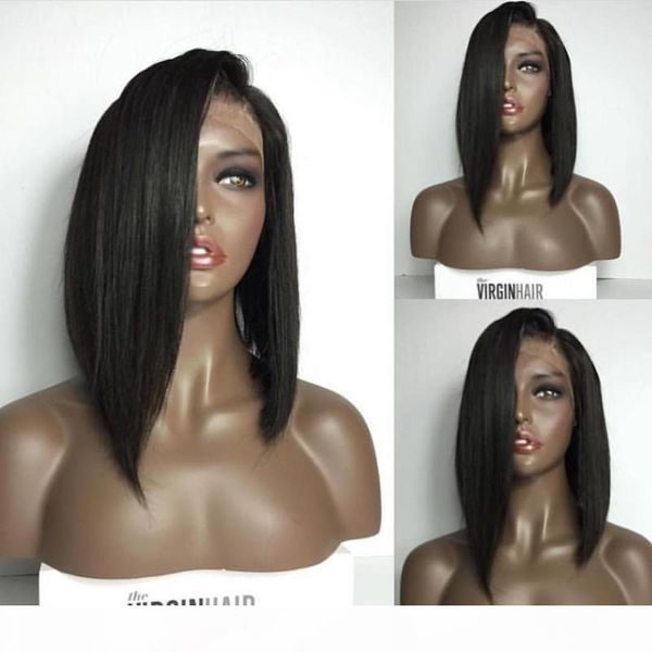 8a short bob wig full lace wigs human hair brazilian short bob lace front wigs virgin hair cuts bob human hair wigs, Black;brown