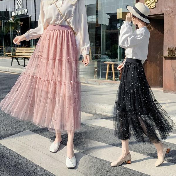 tingyili star sequins tulle skirts womens long black beige pink mesh skirt korean elastic high waist summer maxi skirt ruffle1
tingyili star sequins tulle skirts womens long black beige pink mesh skirt korean elastic high waist summer maxi skirt ruffle1
