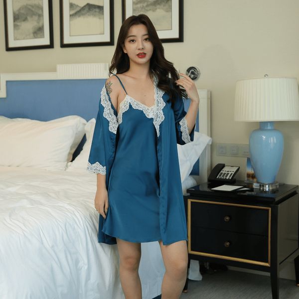 2021 new nightdress for women 2pcs nighty&robe suit soft kimono bathrobe gown silky intimate lingerie lace home clothes, Black;red
2021 new nightdress for women 2pcs nighty&robe suit soft kimono bathrobe gown silky intimate lingerie lace home clothes, Black;red
