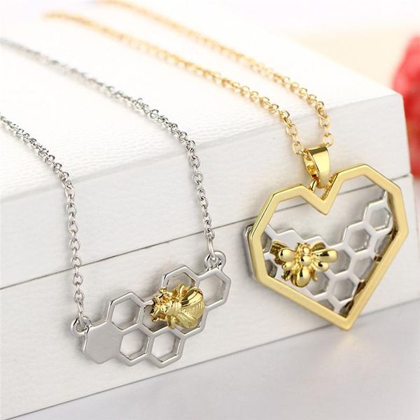 2 different heart cute bee pendant necklace clavicle chain for women gifts shopping party collares largos de moda, Silver
2 different heart cute bee pendant necklace clavicle chain for women gifts shopping party collares largos de moda, Silver