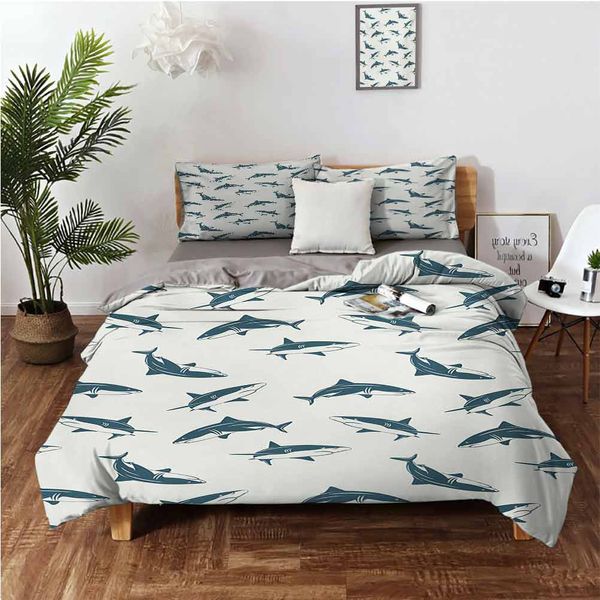 pattern with sharks swimming to different directions monochromic seabedding 3-piece set
pattern with sharks swimming to different directions monochromic seabedding 3-piece set