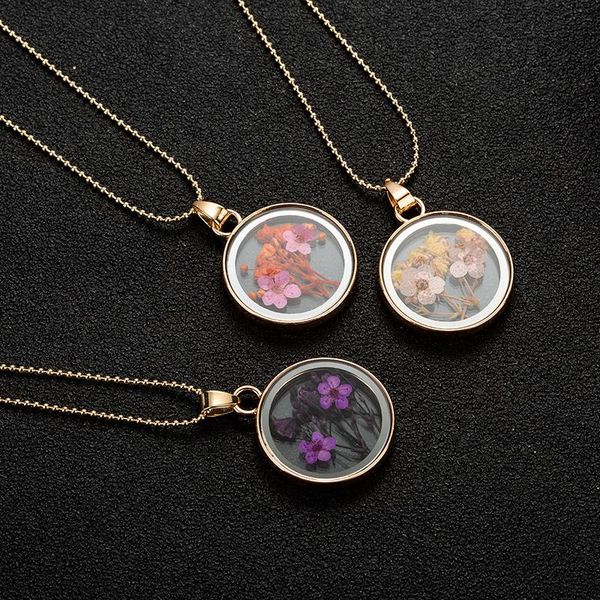 2020 new women fashion real natural dried simple round glass pendant necklace for women flower necklace gift jewelry wholesale, Silver
2020 new women fashion real natural dried simple round glass pendant necklace for women flower necklace gift jewelry wholesale, Silver