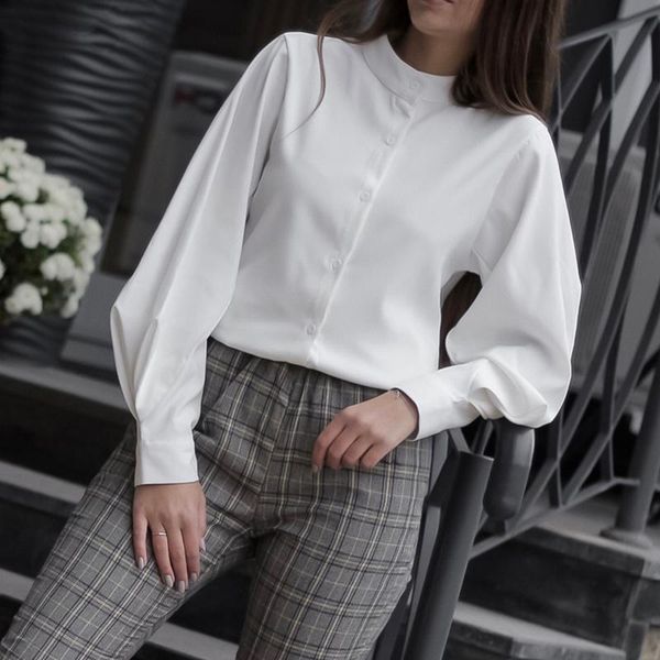 women's blouses & shirts vintage lantern sleeve autumn winter thicken women shirt single breasted blouse female loose blusas mujer, White
women's blouses & shirts vintage lantern sleeve autumn winter thicken women shirt single breasted blouse female loose blusas mujer, White