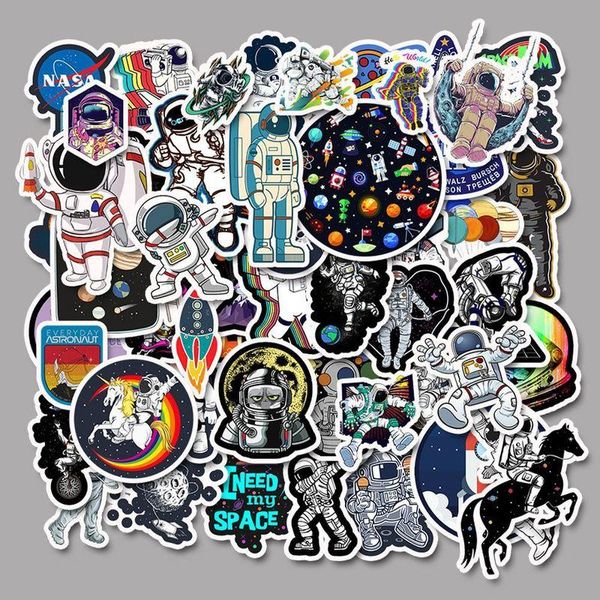 

50pcs set outer space astronaut stickers for suitcase skateboard lapluggage fridge car styling diy decal sticker for gift qylgdm mywjqq