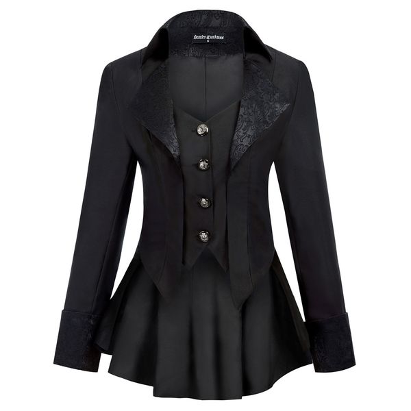 women gothic riding coat renaissance party evening club cool lapel high-low hem fit slim solid spring fall retro jacket x1016, Black;brown
women gothic riding coat renaissance party evening club cool lapel high-low hem fit slim solid spring fall retro jacket x1016, Black;brown