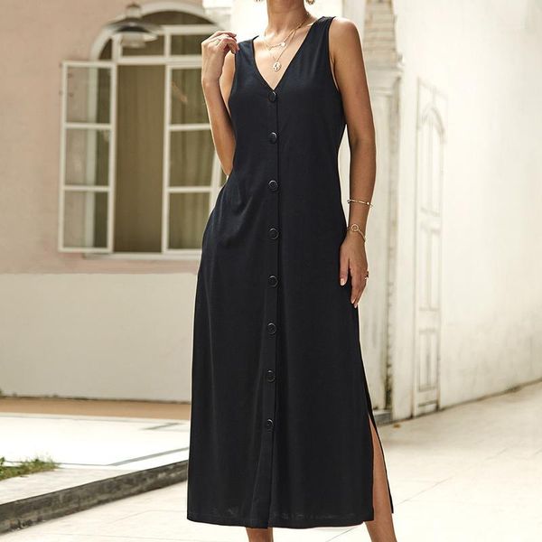 casual dresses summer women vintage vestidos 2021 festa solid color single-breasted button split long dress lady beach maxi dresses1, Black;gray
casual dresses summer women vintage vestidos 2021 festa solid color single-breasted button split long dress lady beach maxi dresses1, Black;gray