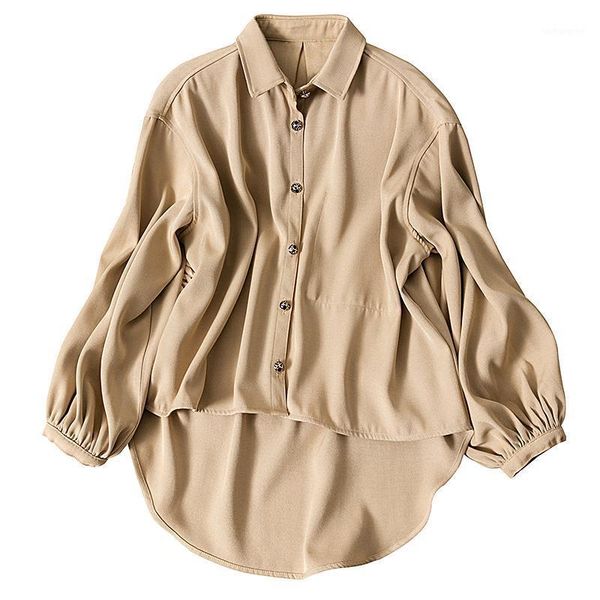 2020 early spring new button hunting silhouette women shirt1, White