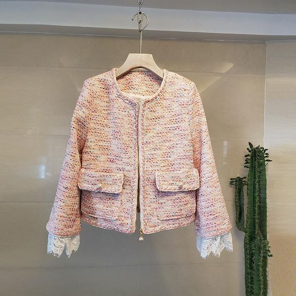jsxdhk fashion women pink tweed patchwork lace jacket coat spring autumn woolen zipper flare sleeve pearls pocket weave jackets, Black;brown
jsxdhk fashion women pink tweed patchwork lace jacket coat spring autumn woolen zipper flare sleeve pearls pocket weave jackets, Black;brown