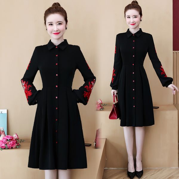 womens plus size shirt embroidered floral embroidery long sleeve autumn party thin dresses 83d5, Black;gray
womens plus size shirt embroidered floral embroidery long sleeve autumn party thin dresses 83d5, Black;gray