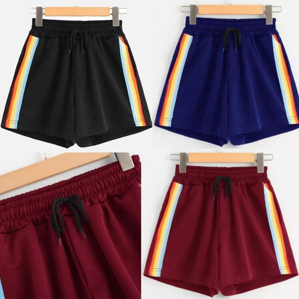 women's loose rainbow shorts striped mid waist loose shorts drawstring waist ringer1, White;black
women's loose rainbow shorts striped mid waist loose shorts drawstring waist ringer1, White;black