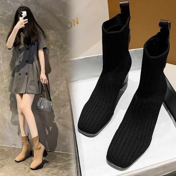 boots socks heels brand women's shoes boots-women round toe stockings fashion rubber high heel low mid calf mid-calf, Black
boots socks heels brand women's shoes boots-women round toe stockings fashion rubber high heel low mid calf mid-calf, Black