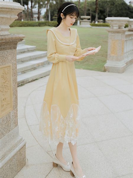 midi vintage elegant female mid-calf sailor collar fitting and yellow extension long sleeve dress 2021 spring xb70, Black;gray
midi vintage elegant female mid-calf sailor collar fitting and yellow extension long sleeve dress 2021 spring xb70, Black;gray
