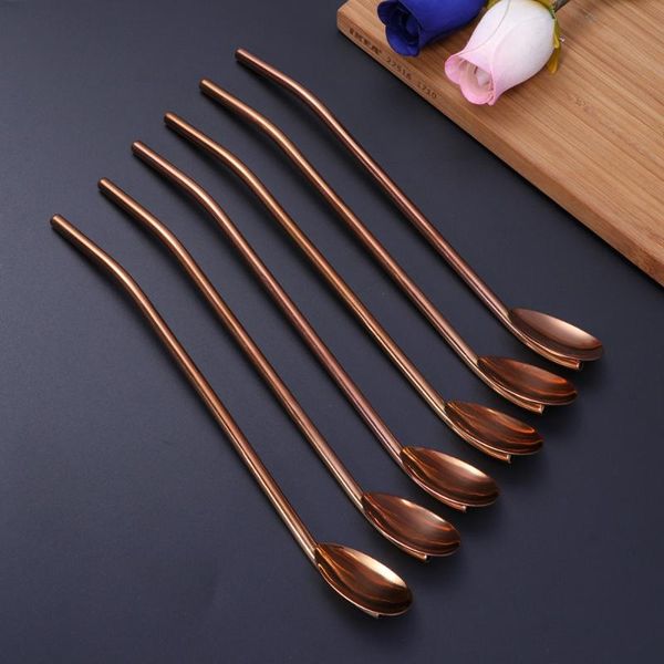 6 pcs/pack stainless steel oval shape metal drinking spoon straw reusable straws cocktail spoons set(rose gold 
6 pcs/pack stainless steel oval shape metal drinking spoon straw reusable straws cocktail spoons set(rose gold