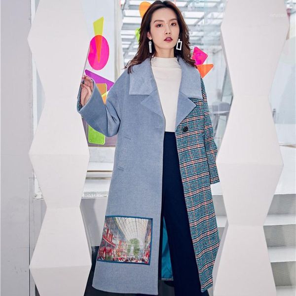 zcsmll 2020 winter new stitching contrast color loose lapel single button patch printed woolen coat women1, Black
zcsmll 2020 winter new stitching contrast color loose lapel single button patch printed woolen coat women1, Black