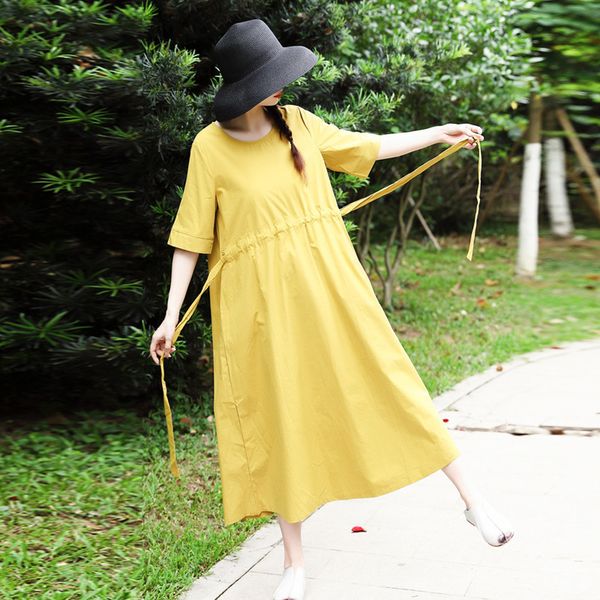 summer simple color round neck half sleeve fashion drawstring waist mid length leisure dress for women mvsf, Black;gray
summer simple color round neck half sleeve fashion drawstring waist mid length leisure dress for women mvsf, Black;gray